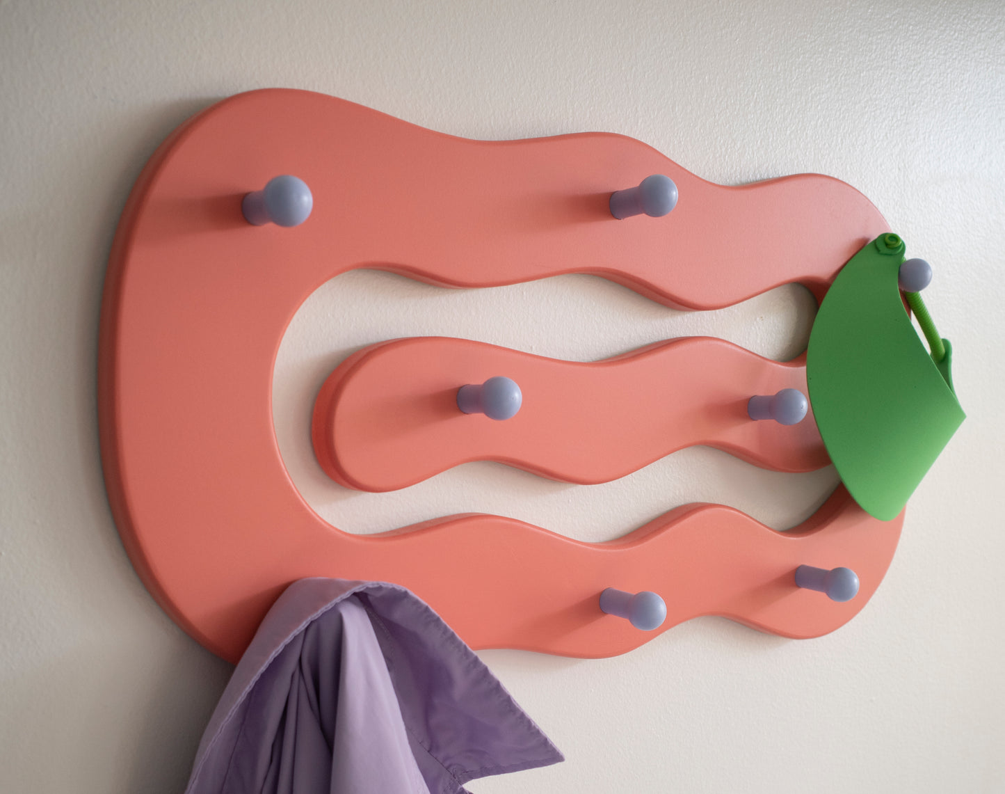Wiggle in Coral with Lilac Pegs
